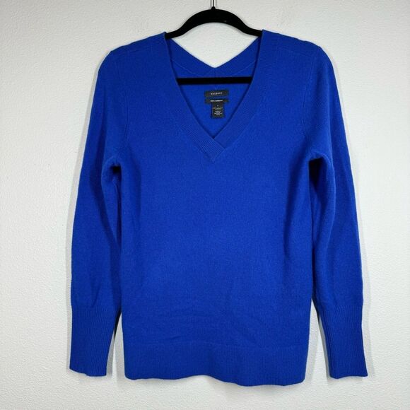 Halogen Blue 100% Cashmere V Neck Sweater Women’s Small - Picture 1 of 5